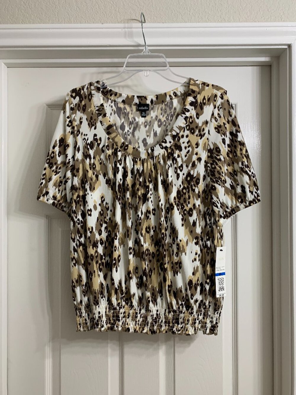 Rafaella Brand Women's Multi-Color Animal Print Blouse, Size XL (NWT)